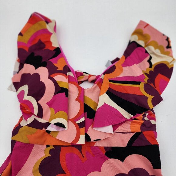 Trina Turk womens size 10 Fan Faire Ruffle Plunge One-Piece Swimsuit New - Picture 8 of 11